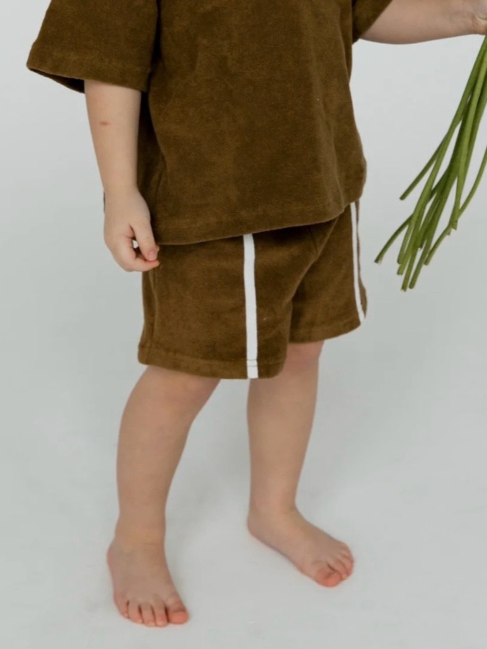 Fostered Collection - Single Stripe Terry Shorts- Earthy